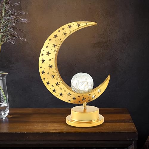 Miniatura 5 de Eid Crafts Luz nocturna Ramadán Mubarak luz de luna islámica decoración de mesa Eid Mubarak luna estrella, adornos de regalo para musulmanes,