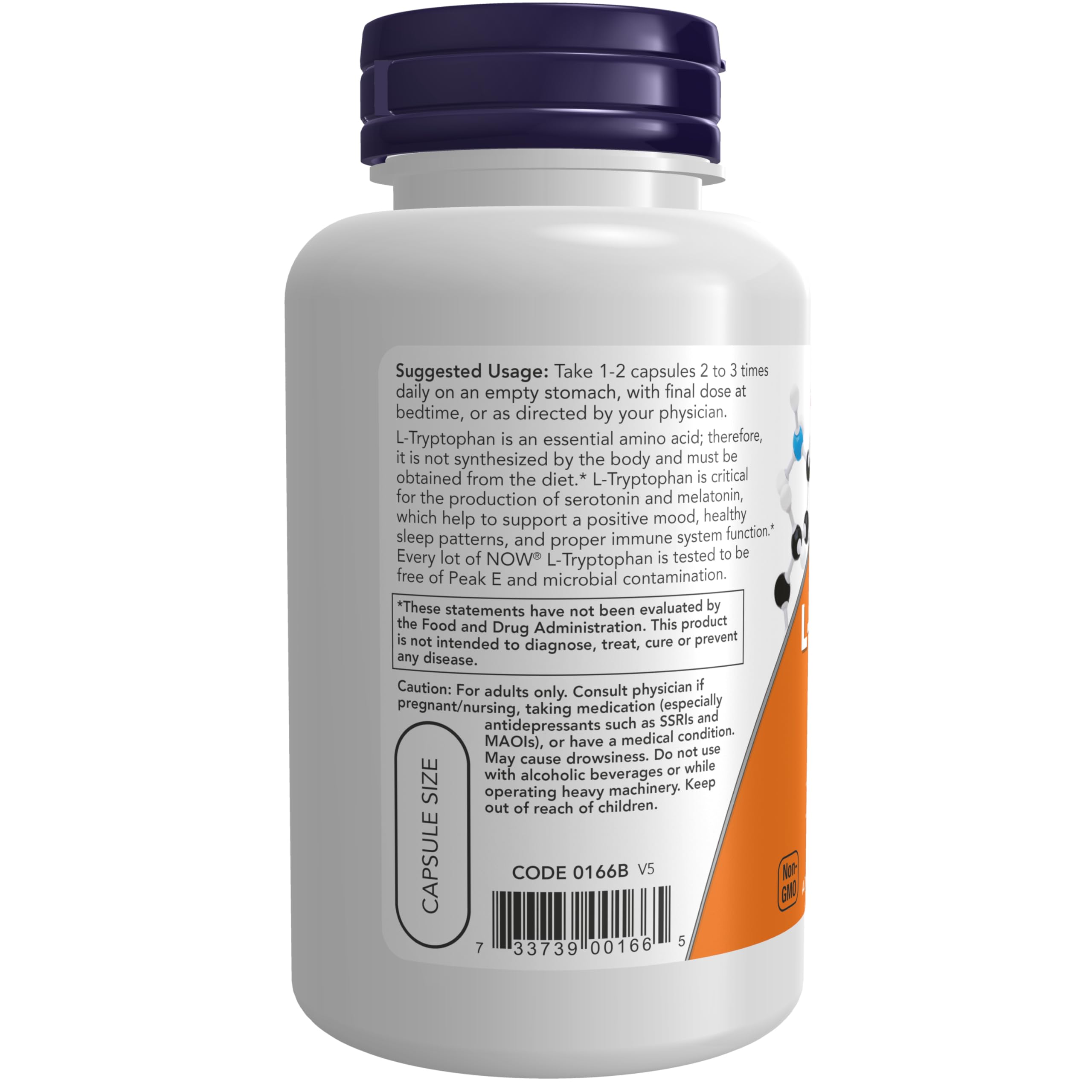 NOW Supplements, L-Tryptophan 500 mg, Supports Relaxation*, 60 Veg Caps — Amazon image 3
