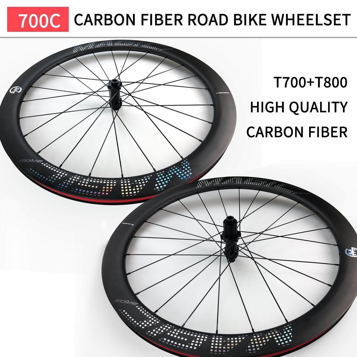 700C zestaw kół do roweru szosowego 50 mm ultralekkie koła z włókna węglowego sześć gwoździ centralny zamek hamulec tarczowy 100/142 mm 24-otworowa oś cylindryczna szybkie zwalnianie dla 9-12