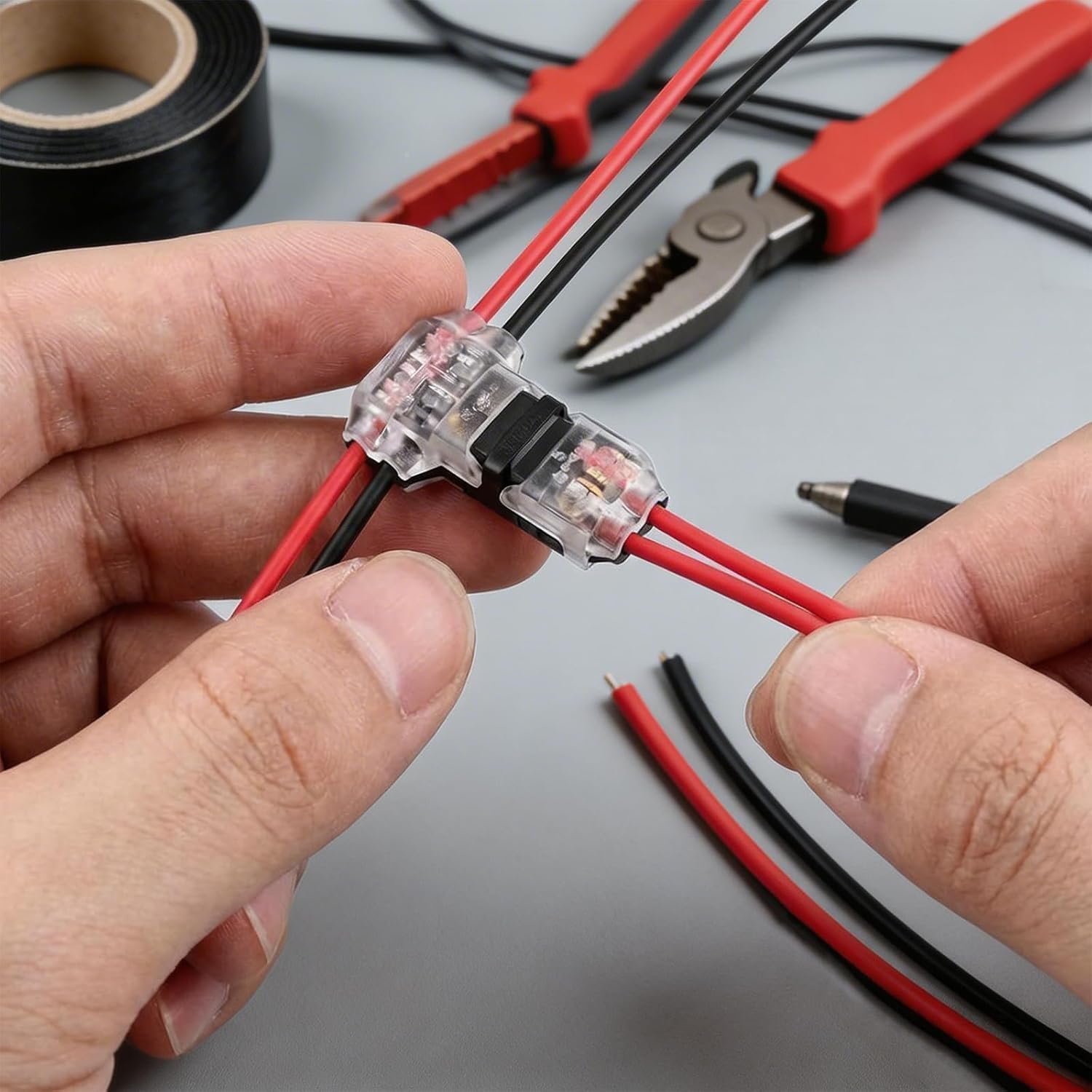 Kit de connecteur de fil 16-18 AWG, connecteur de fil en T sans soudure | Connecteur double fil rapide basse tension pour bande lumineuse LED, bricolage et réparation