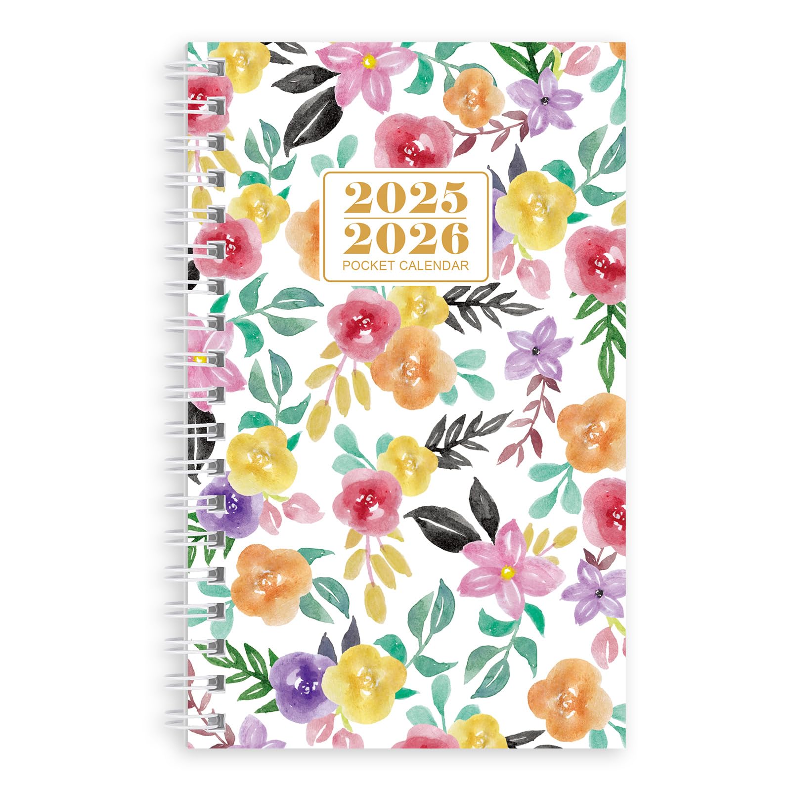 KONVINIT Pocket Calendar 2025-2026, Floral 2026 Pocket Calendar -3.5” × 6.5” - Runs from January 2025 until December 2026, 2026 Monthly Planner with