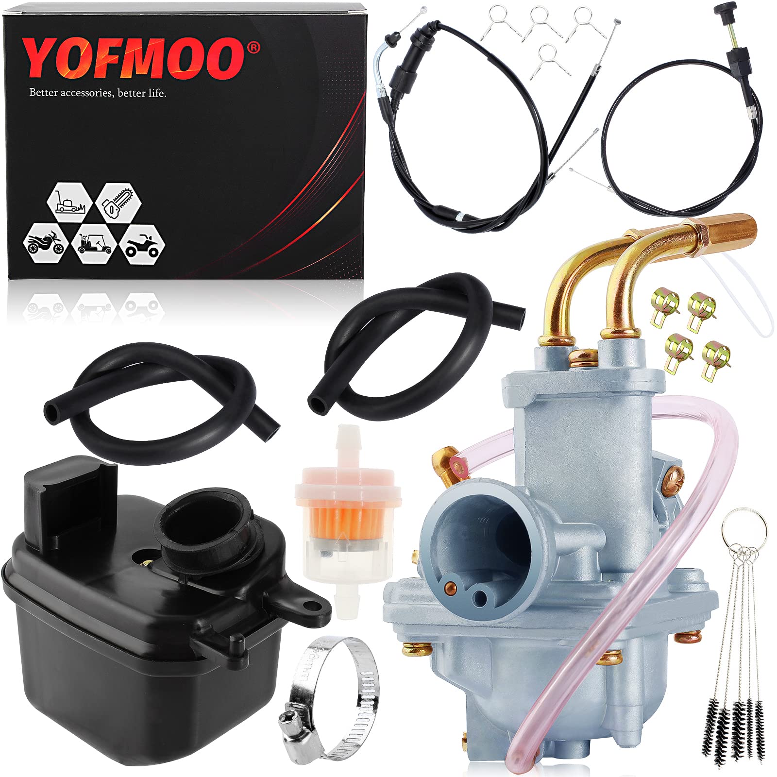 YOFMOO PW50 Carburetor Throttle Cable Choke Cable Compatible with Yamaha Y-Zinger PW 50 Peewee Gtmotor G50T Loncin PY50 LX50PY Jianshe PY50 Yzinger Carb