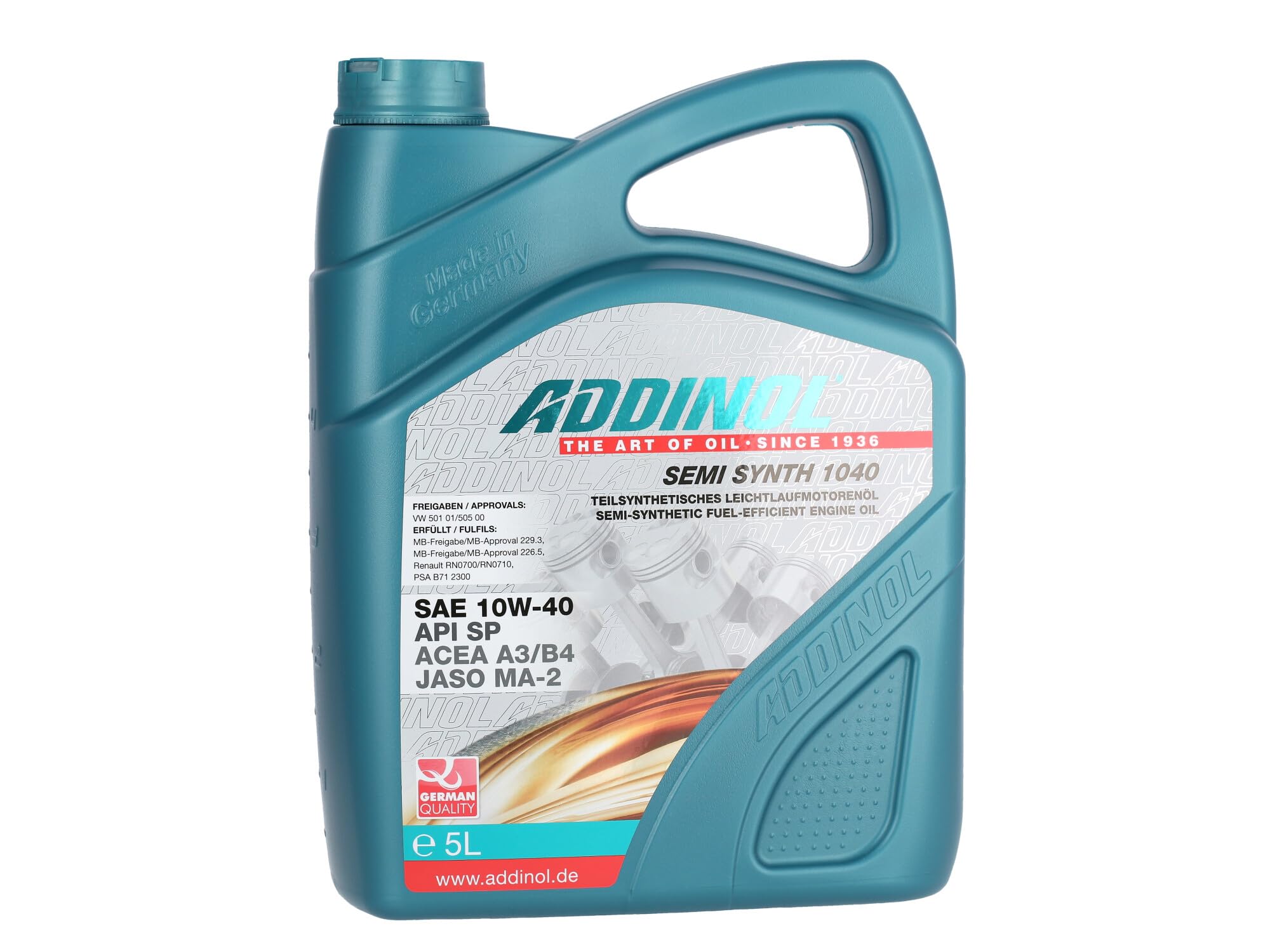 ADDINOL SEMI SYNTH 10W-40 A3/B4 Motorenöl, 5 Liter