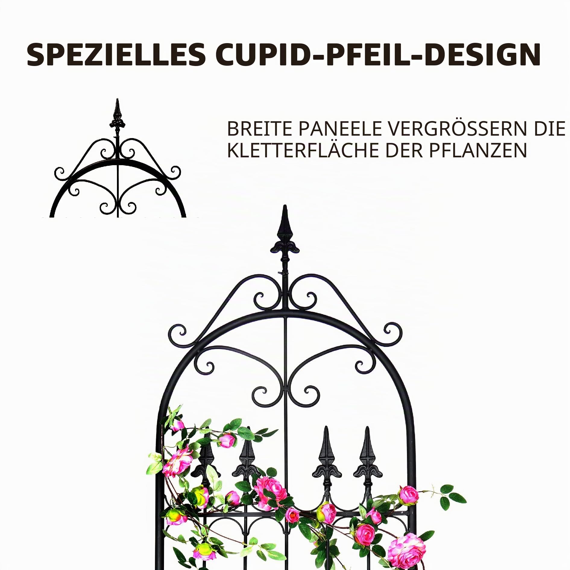 GARDEN Garten Rankgitter 220x55x1.3CM für Kletterpflanzen Metall Eisen Draht Rankhilfen für Outdoor Kletterpflanzen Unterstützung
