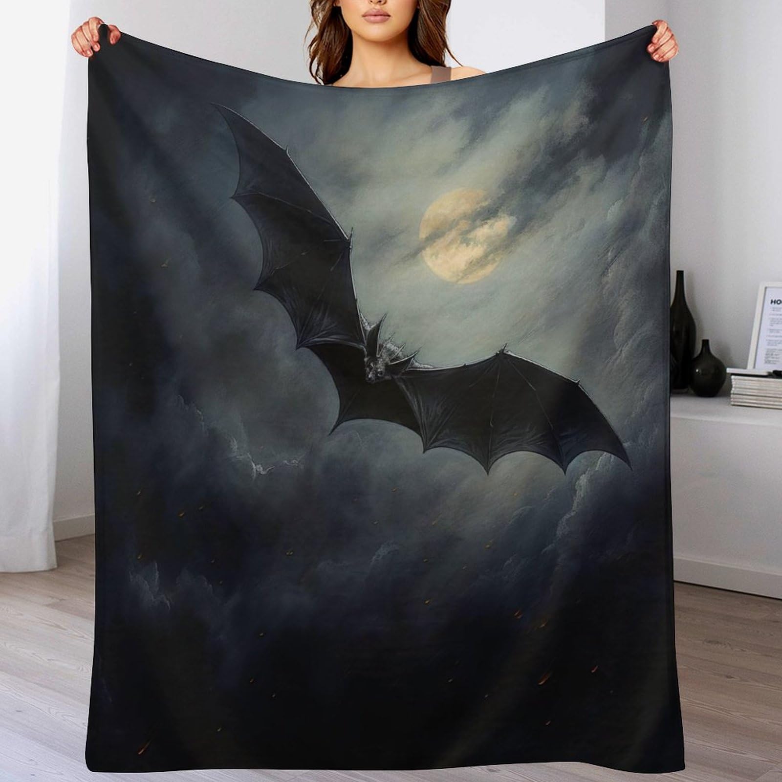 Couverture polaire de haute qualité en flannel épaisse et durable motif chauve-souris
