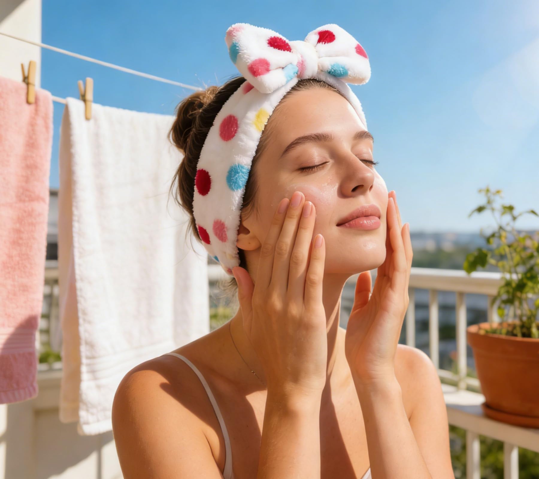 Casoty Opaska na głowę do spa, kokarda opaska do włosów, miękka opaska na głowę z polaru koralowego, opaska do makijażu, opaska do włosów, opaska do pielęgnacji skóry, opaska do makijażu do mycia twarzy, pielęgnacja skóry pod prysznicem, joga