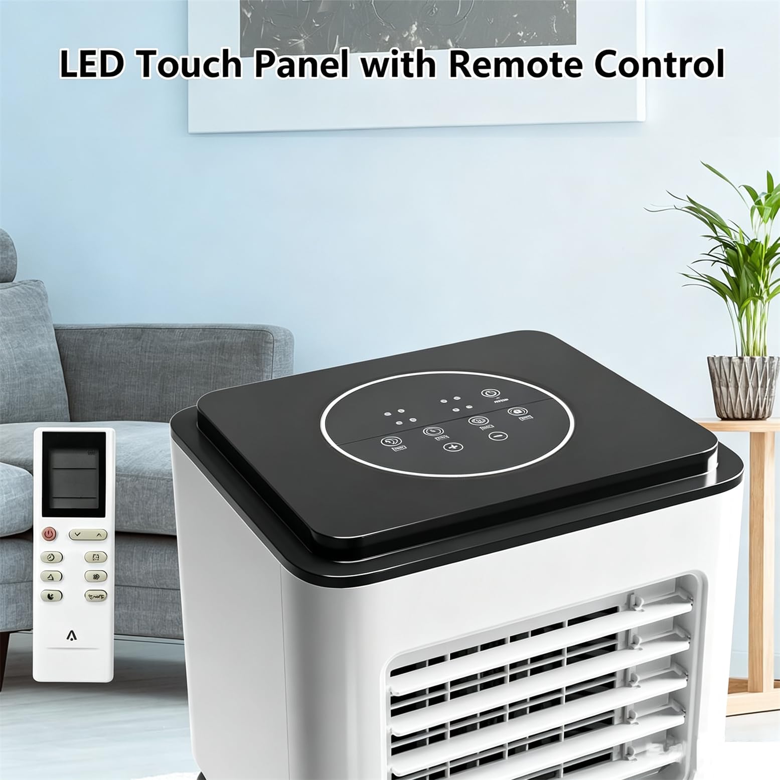 Climatiseur Portable 12000 BTU, Unité Mobile 2 Vitesses avec Télécommande Et Minuterie 24 H ; Modes Froid, Chaud, Ventilation Et Déshumidification ; pour Bureau Ou Domicile (Salon, Chambre)