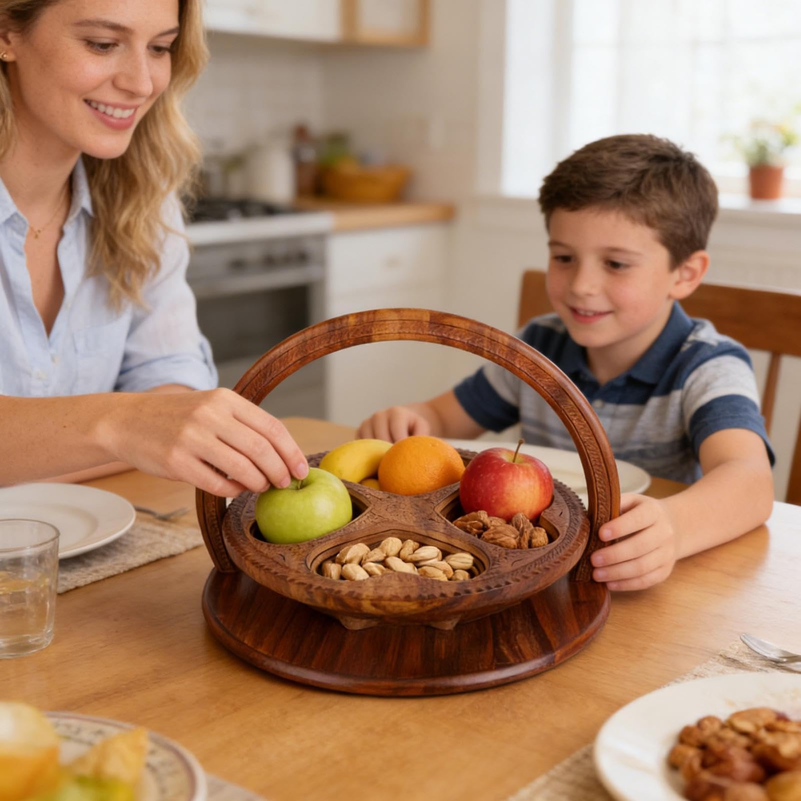 Cesto Della Frutta Pieghevole Realizzato in Legno Per Dolci e Snack | Cesto Pieghevole per il Pane Per Snack Casa Cucina Soggiorno Camera Da Studio Appartamento Ufficio Tavolo Da Pranzo
