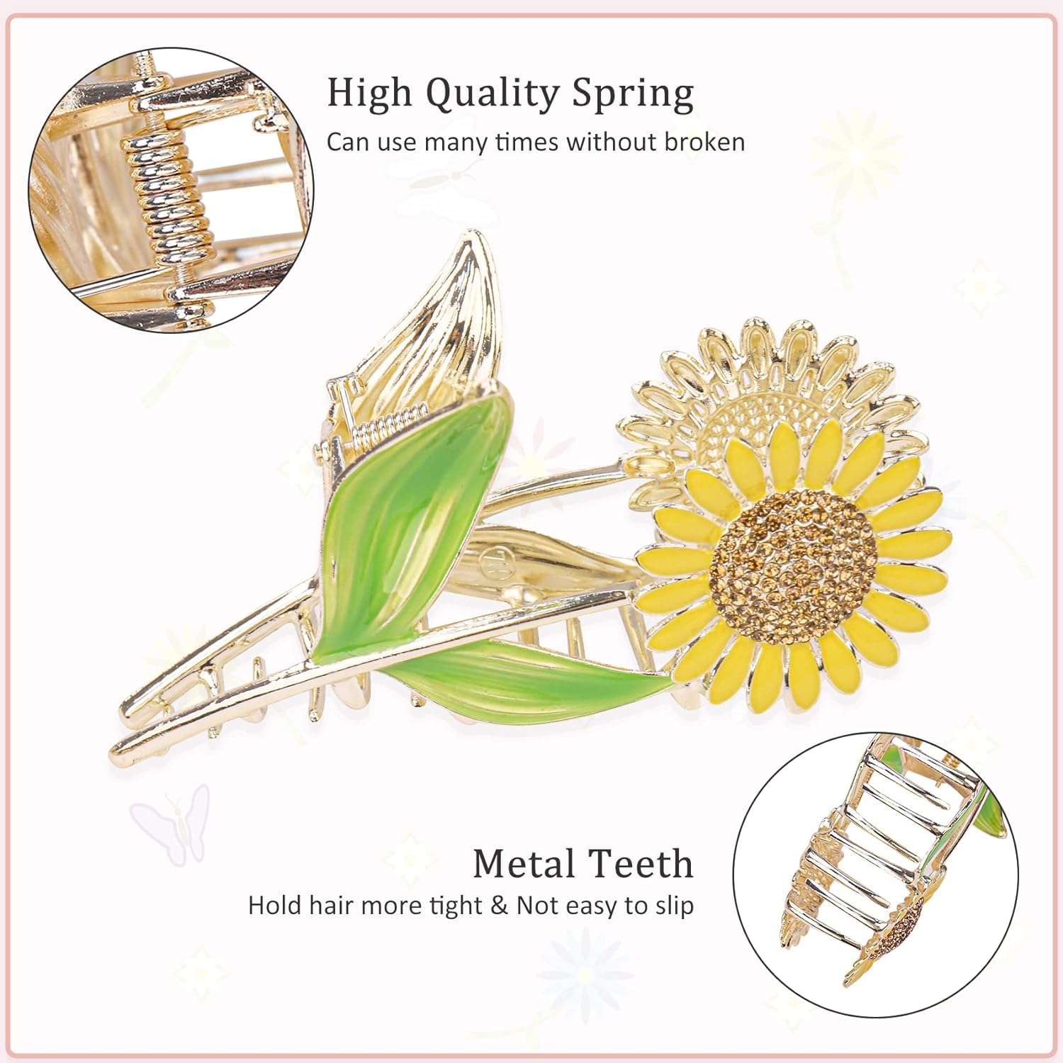 Beautiful Sunflower Metal Claw Clip Sunflower Metal Hair Claw Clip, Floral Boho Accessory - Etsy main image 3