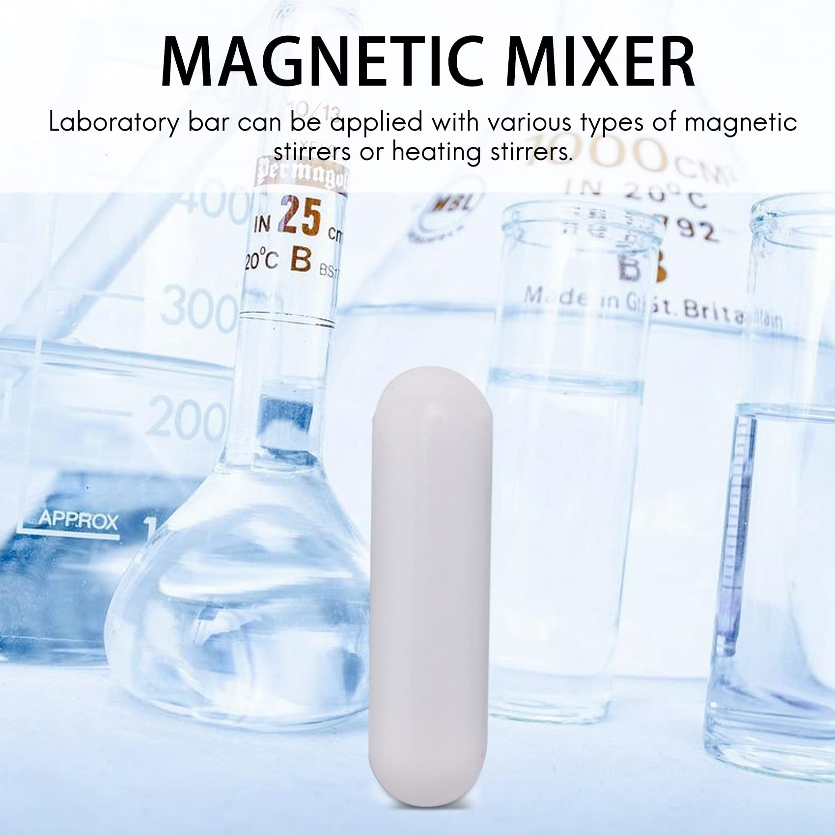 Kqcibz 5 Pcs 25mm(1 Inch) PTFE Magnetic Stirrer Mixer Stir Bar,White Color,Laboratory Bar,Stir Plate Bar,7mm25mm Stir Bars