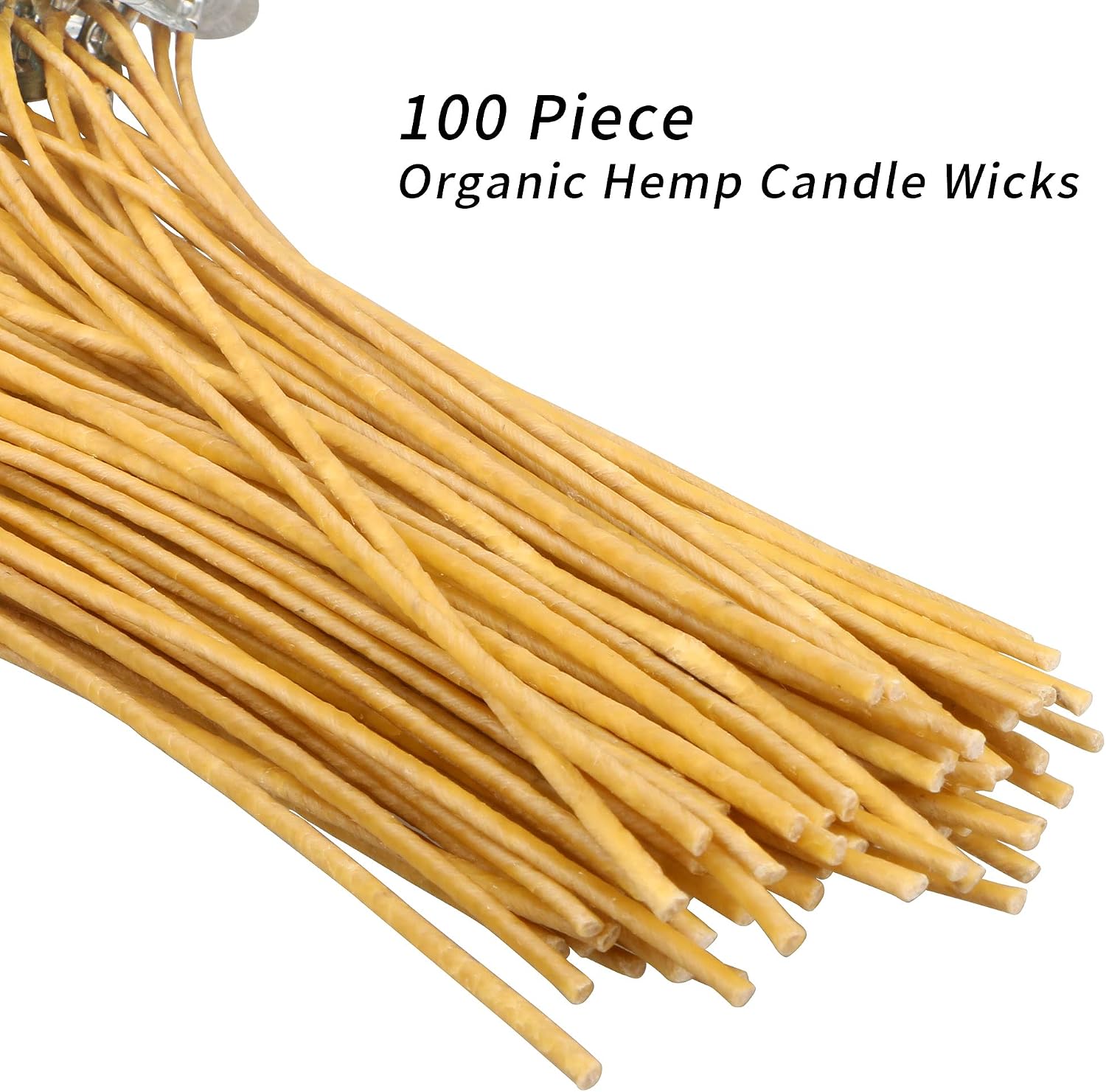 100 PCS 3.5 inch Thick Hemp Wicks in 3mm Diameter, Pre-Waxed by 100% Natural Beeswax & Tabbed, Beeswax Wicks for Candle Making.