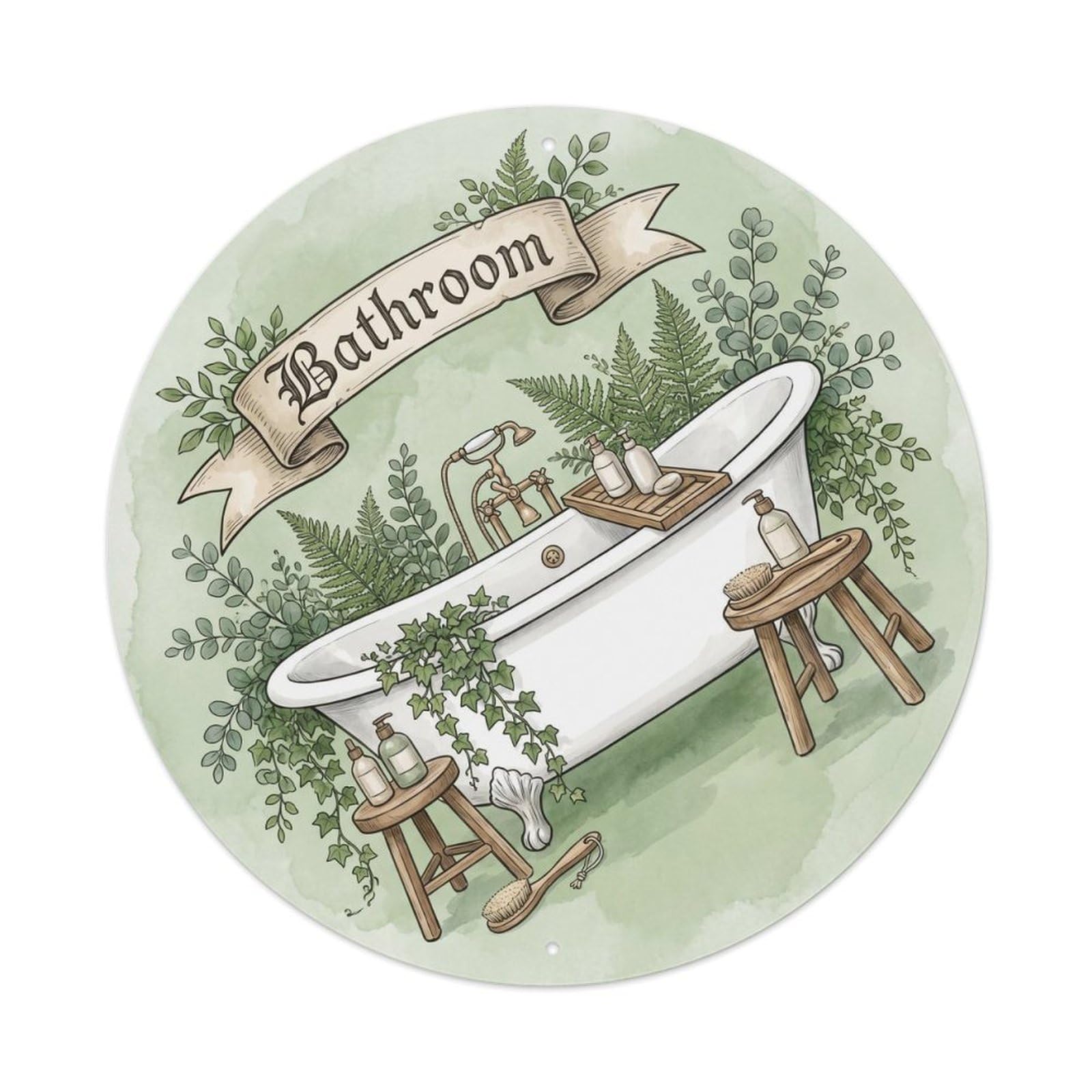 Fqnyr Style Bathroom Botanical Elegant Bathroom Decor Metal Tin Sign