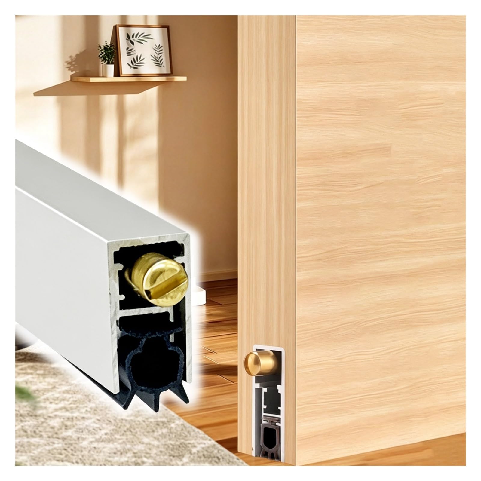 Burlete puerta automático a medida con sello bajante ajustable
