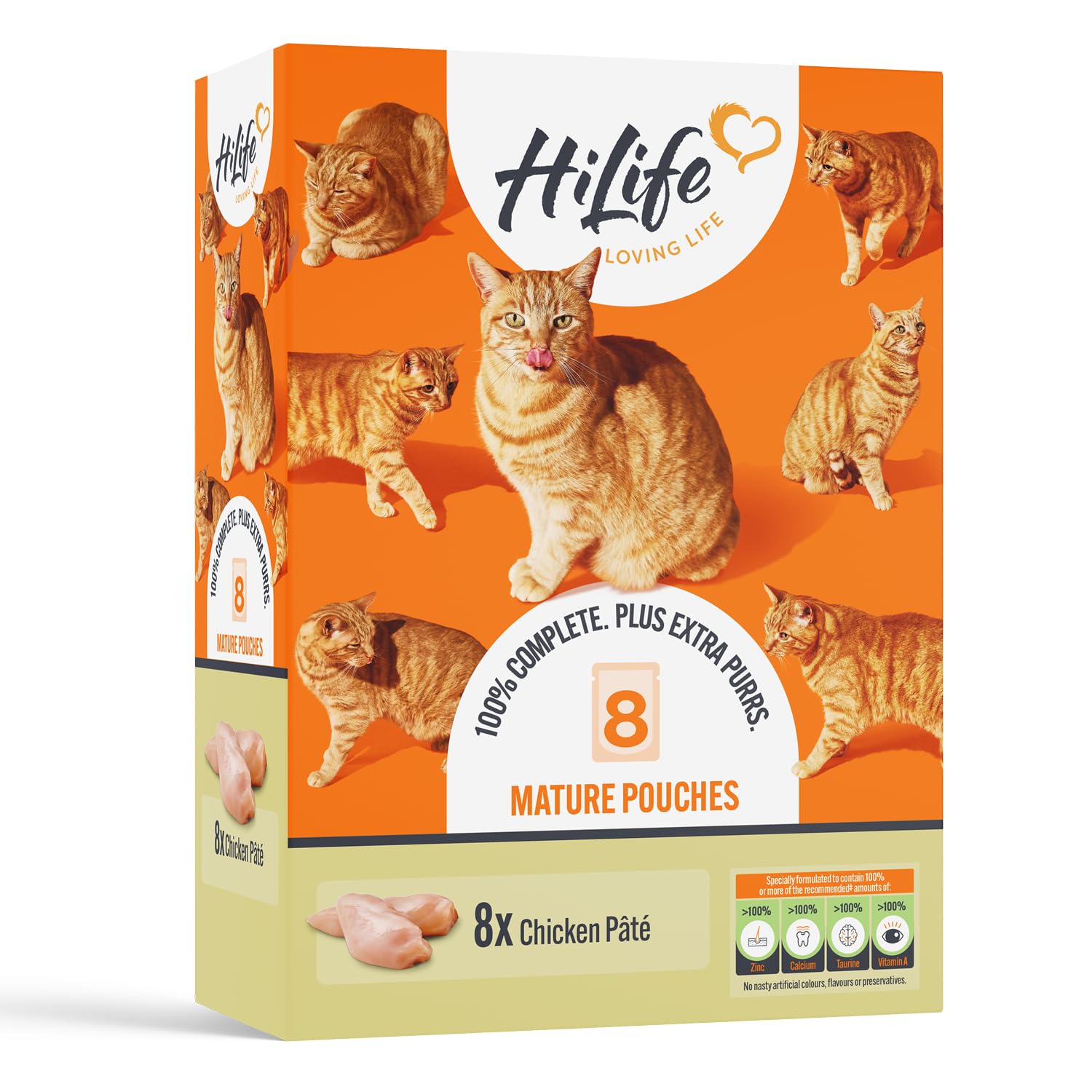 Hilife It's Only Natural - Complete Wet Food For Mature Cats (7+) - Chicken Terrine In Jelly - 100% Natural Ingredients Grain