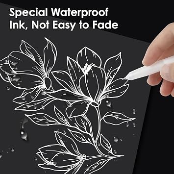 12PCS White Gel Pens 0.8mm Highlighter Archival for Art Colouring Sketching