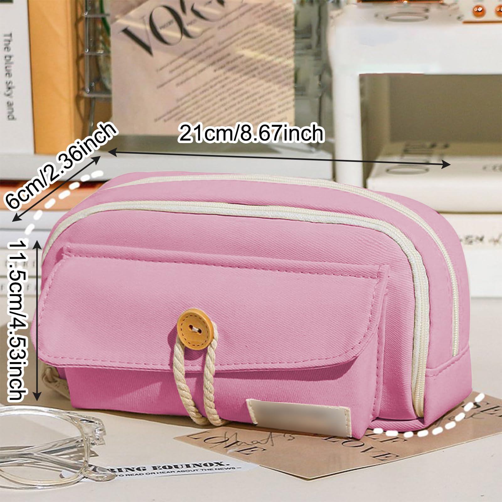 KASESSS Pencil Case, Pencil Case for Girls Cute Pencil Cases with Decorative Patches, Large Pencil Cases with 4 Compartments - Image 3