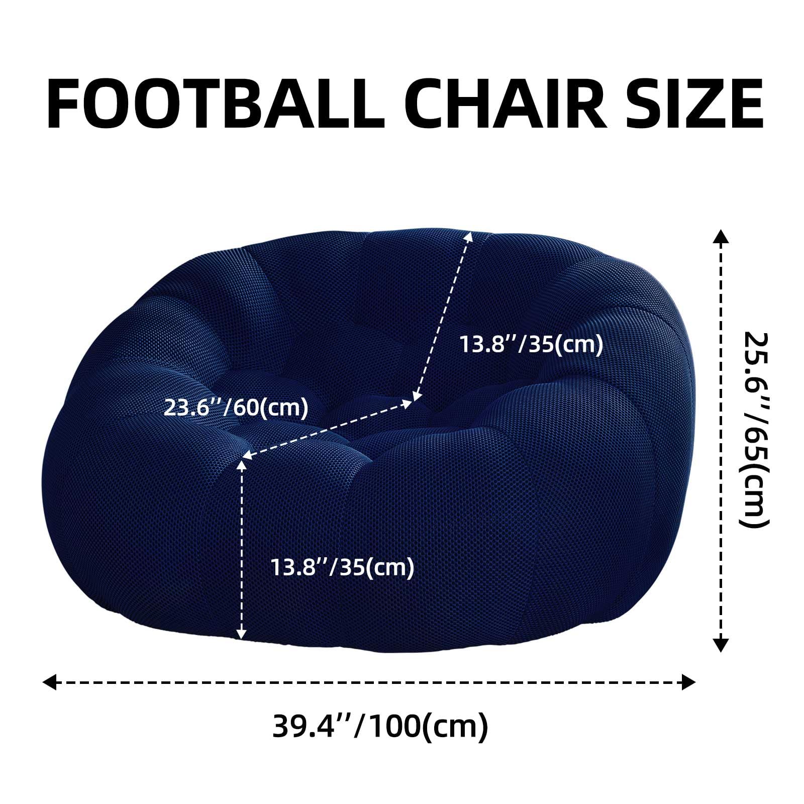 Adult Ultra Bean Bag Chair, Soccer Bean Bag Chair, Memory Foam Bean Bag with Filling, Lazy Sofa, Breathable and Comfortable Gaming Chair, Living Room Furniture, Bedroom Balcony Chair (Blue)