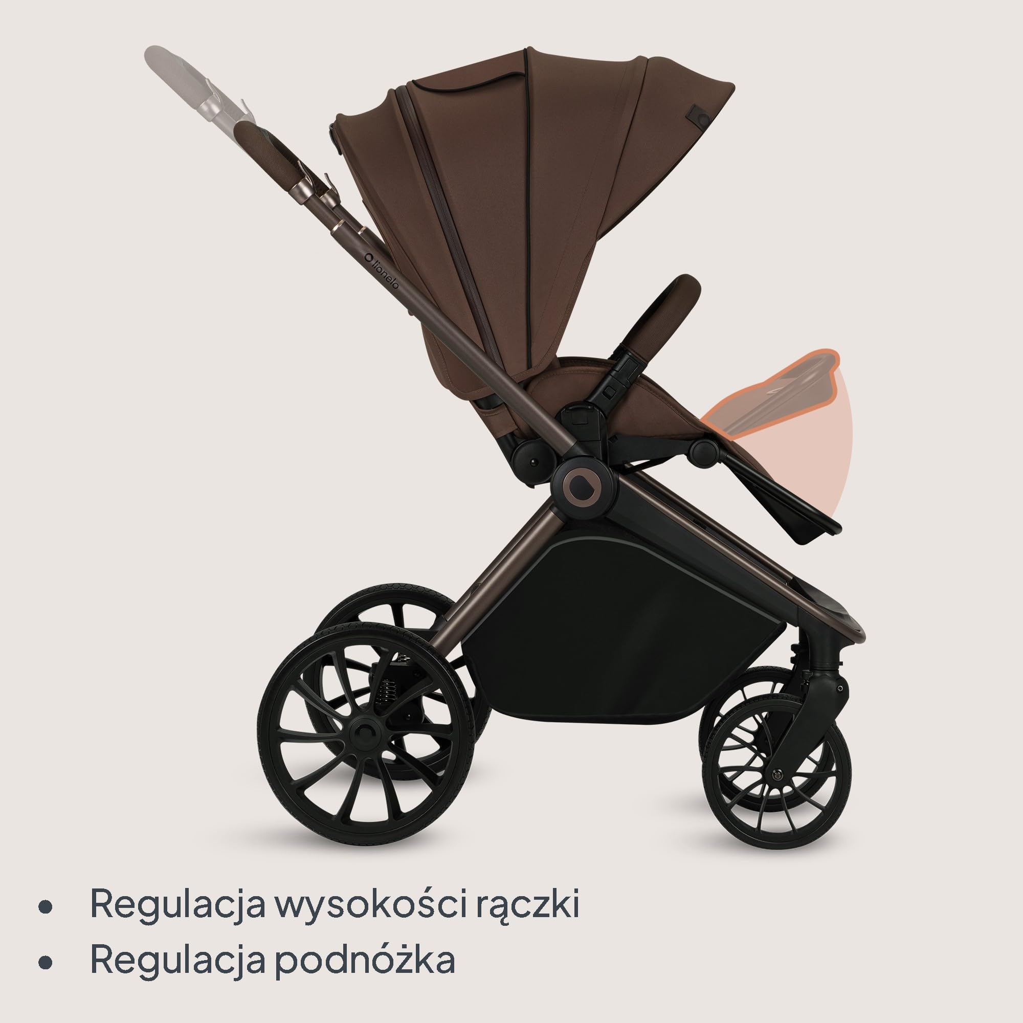 LIONELO MIKA PLUS Wózek Spacerowy Dziecięcy 6-48 miesięcy do 22 kg, Regulacja Oparcia i Podnóżka, Amortyzacja, Obrotowe Koła PU 360°, Wodoodporna Budka XXL, UPF50+