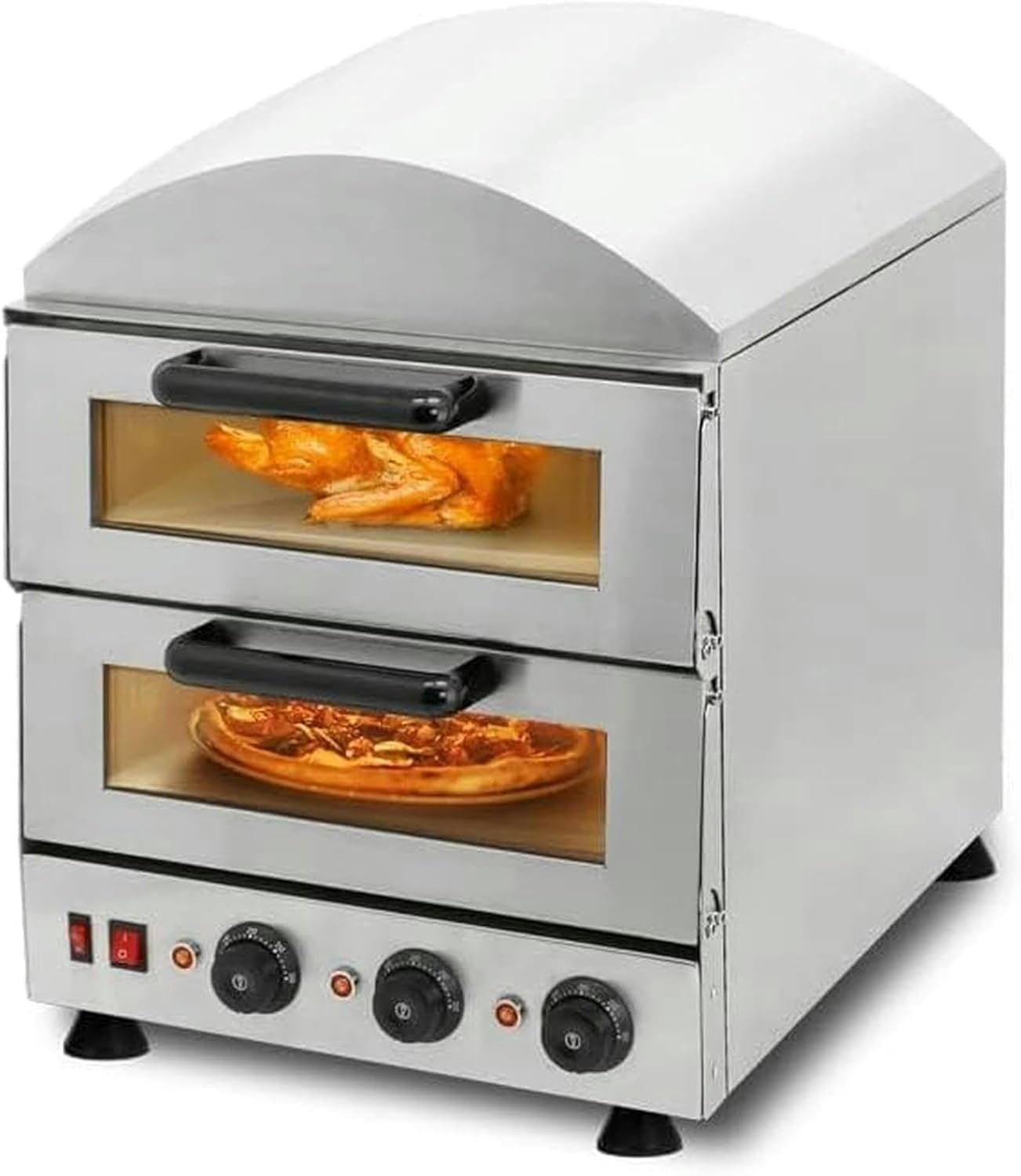 Electric Pizza Stove with Explosion-Proof Light and Cooling Hole, Temperature Control of 50-350 ℃, Stainless Steel Countertop Structure, Suitable for Restaurants and Parties
