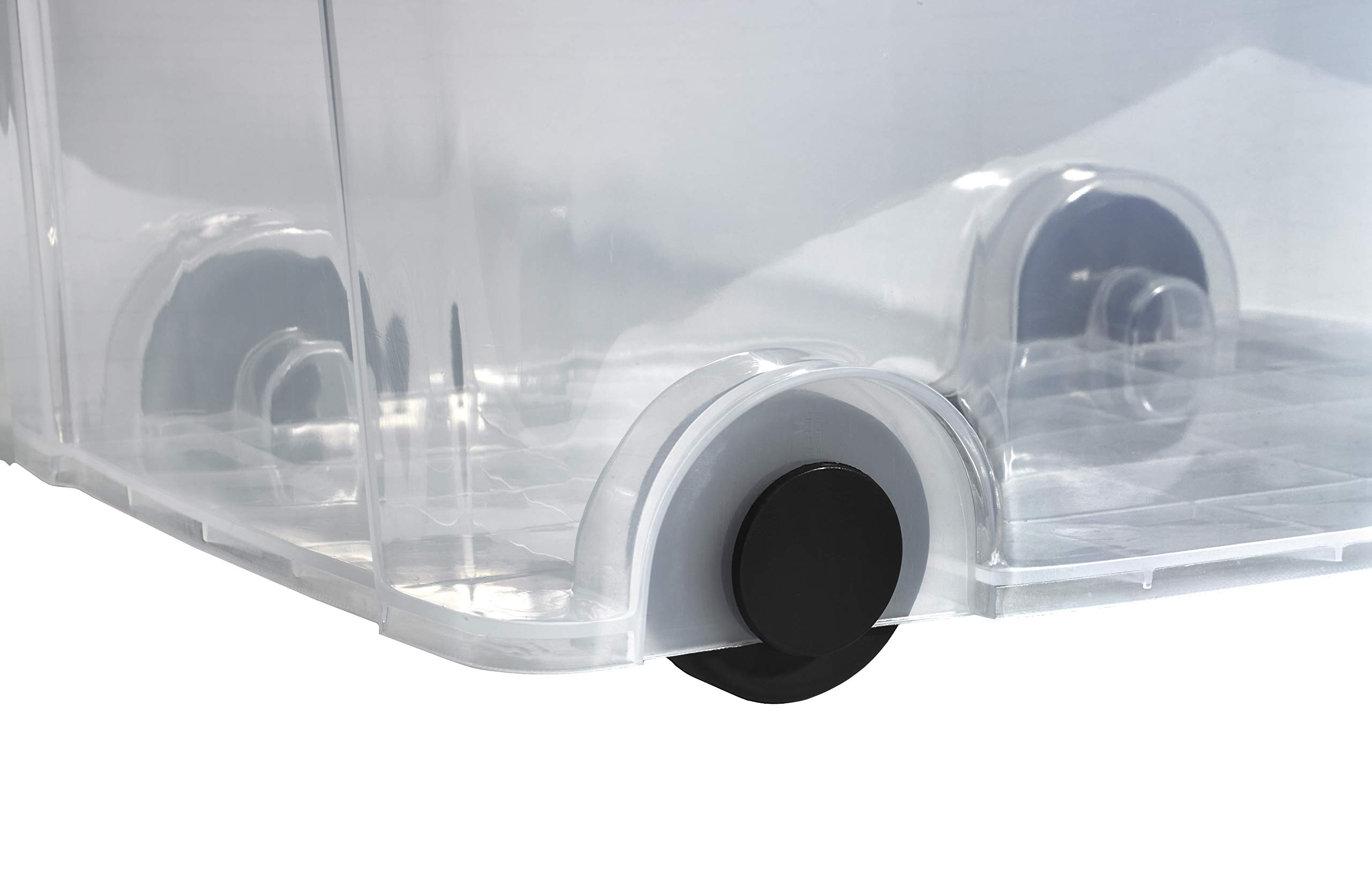 Logiplast 5 Stück Aufbewahrungsbox transparent 20 Liter mit Deckel und Klickverschluss 450 x 335 x 250 mm inkl. Rollen