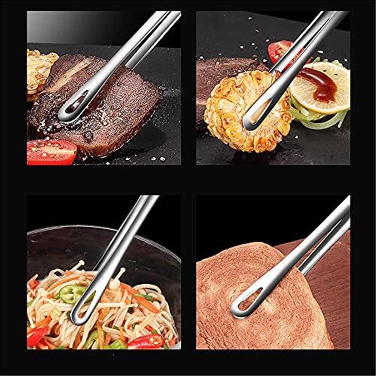 Szczypce do Chleba, Szczypce Do Grillowania Nadają Się Gotowania Jedzenia Pieczenia Mięsa I Chleba Pieczenia, Grillowania(24cm)