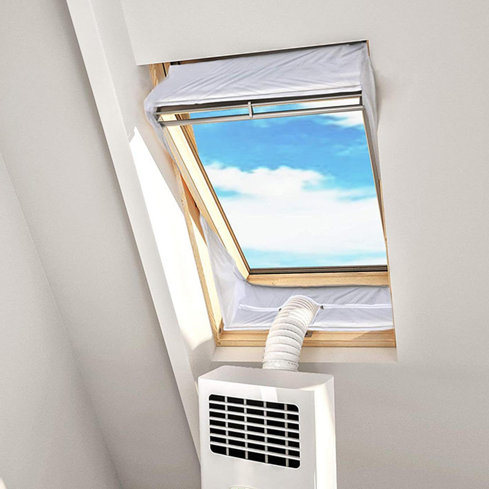 Fensterabdichtung für mobile Klimageräte – 1,9 m Länge, Klett- & Reißverschluss, Klimagerät Fensterabdichtungsset passend für Wohnung, Haus, Studentenwohnheim
