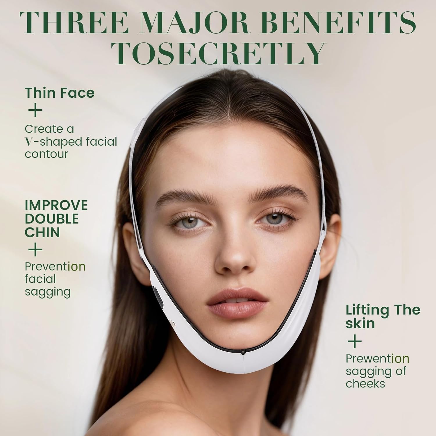 Electric Double Chin Device and V-Face Machine with 6 Modes and 12 Gear Adjustable Intensities - for Jawline Sculptor and Face Slimmer - White - Image 2