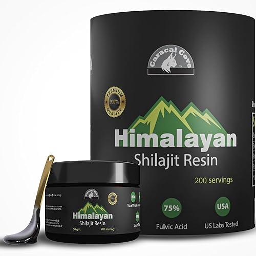 Shilajit orgánico puro del Himalaya de 1.76 oz para hombres y mujeres, 200 porciones de Shilajit del Himalaya 75% + ácido fúlvico y más de 85