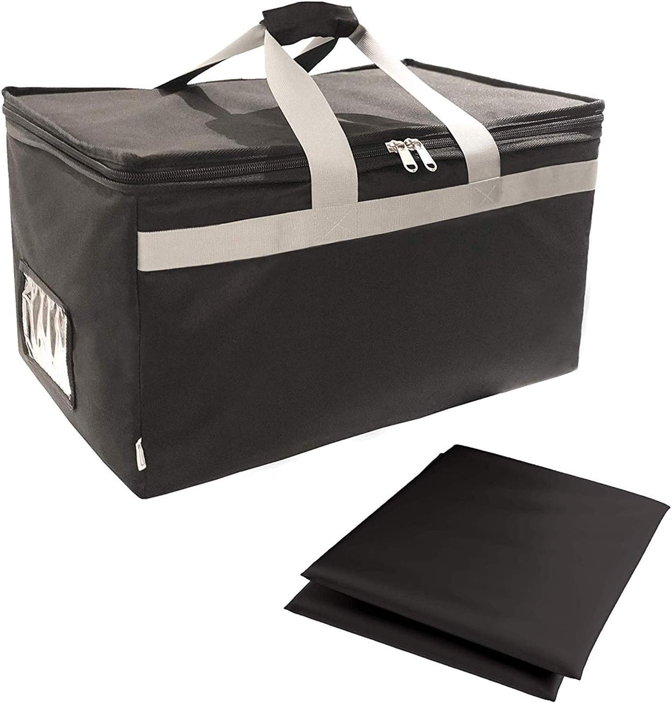 Insulated Food Delivery Bag Carrier with 2 Detachable dividers, 23"x15"x13" XXL, Waterproof and Leakproof Interior, Uber Eats Doordash Restaurant Catering