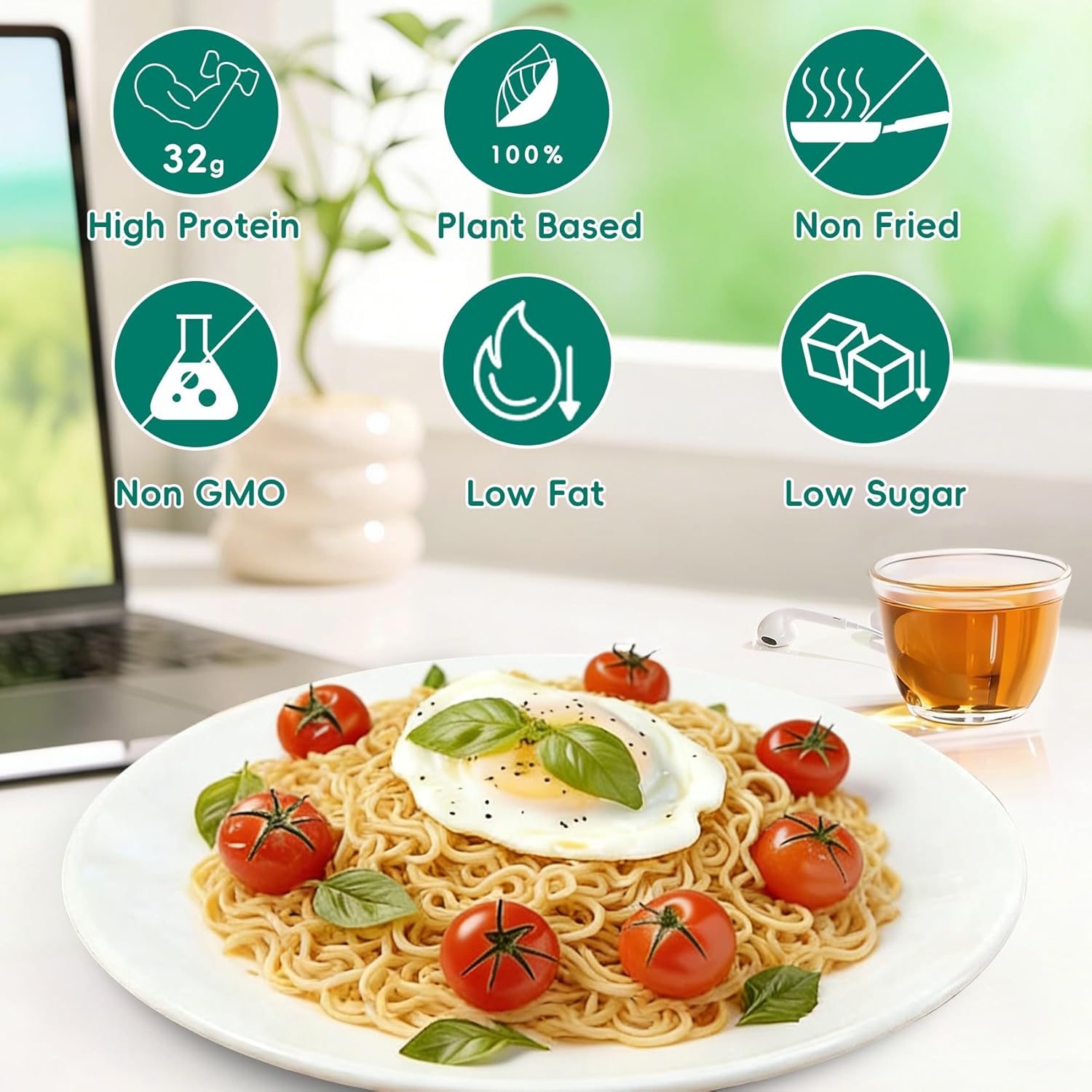 VOLO VERO High Protein (32g) Instant Ramen Variety Packaged Noodles Soup, Chicken, "Spicy" Beef, Pork Tonkotsu, Plant-Based, Air-Dried, Non-Fried, Low Carb, Egg-Free, Dairy Free Healthy Meal, 8 Packs