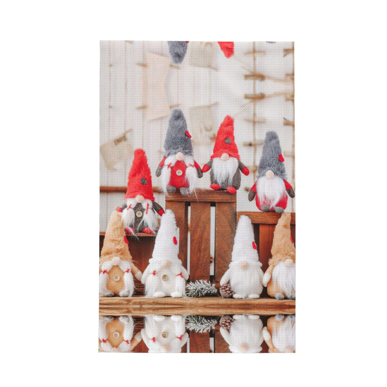 XXahnbm Christmas Santa Claus Gnomes Print Waffle Kitchen Towel,Absorbent Hand Towel