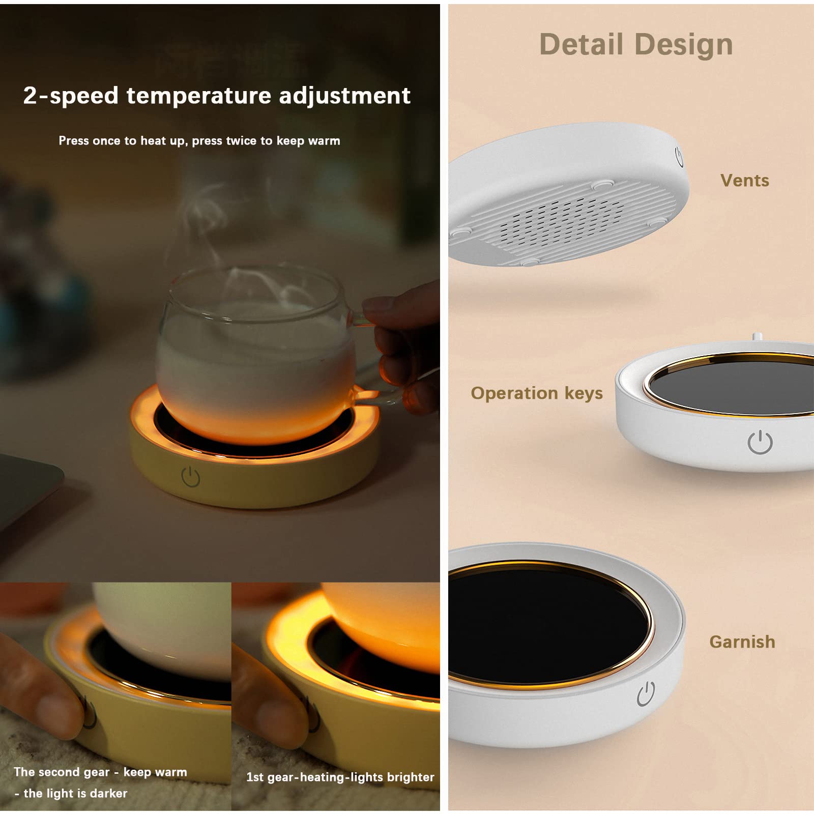 Posavasos eléctrico de café con luz Nocturna, Placa calefactora de Calentamiento rápido en Invierno, Calentador de Taza de Leche/té/Agua de Oficina, Regalo para cumpleaños