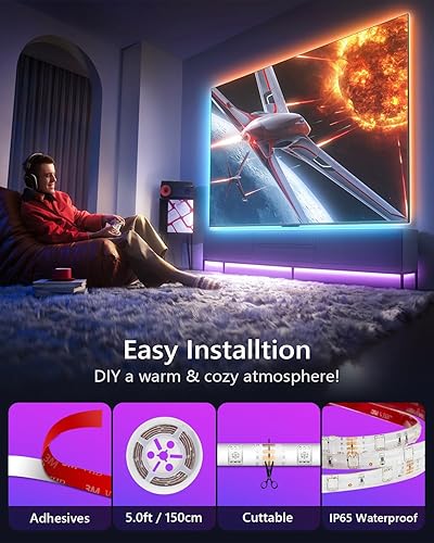 Miniatura 4 de WILLED Tira de luces LED RGB, sensor activado por movimiento de luz debajo de la cama, control remoto RF con temporizador, tira de iluminación que