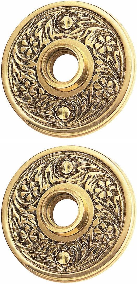 Renovators Supply Manufacturing Door Knob Rosette Pair 2.38 in. Antique Brass Decorative Door Knob Rosette