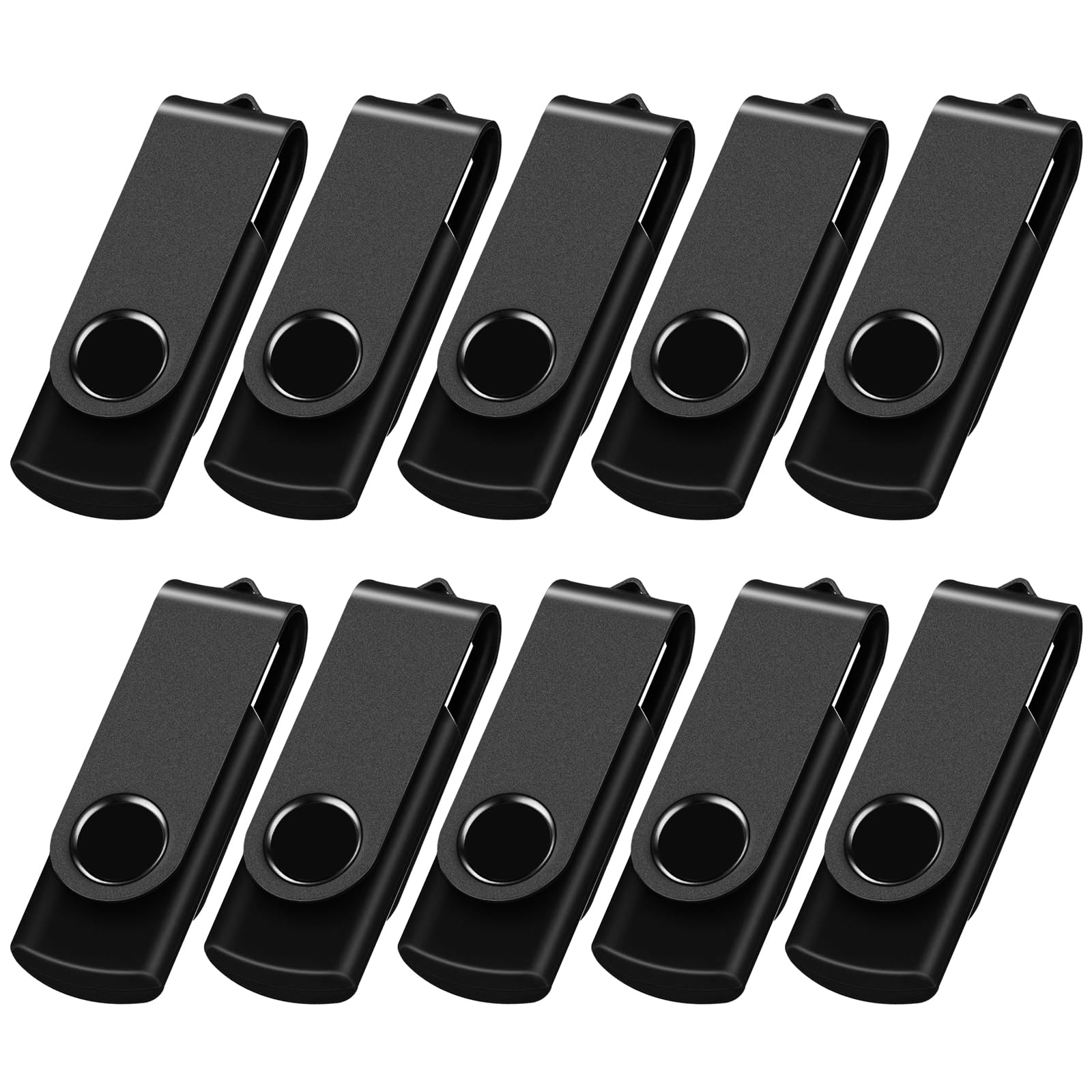 AreTop - Chiavetta USB da 64 GB, confezione da 10 unità USB 2.0 | Bulk - Chiavette USB girevoli per archiviazione dati, uso domestico e ufficio, confezione da 10, 64 GB, colore: nero