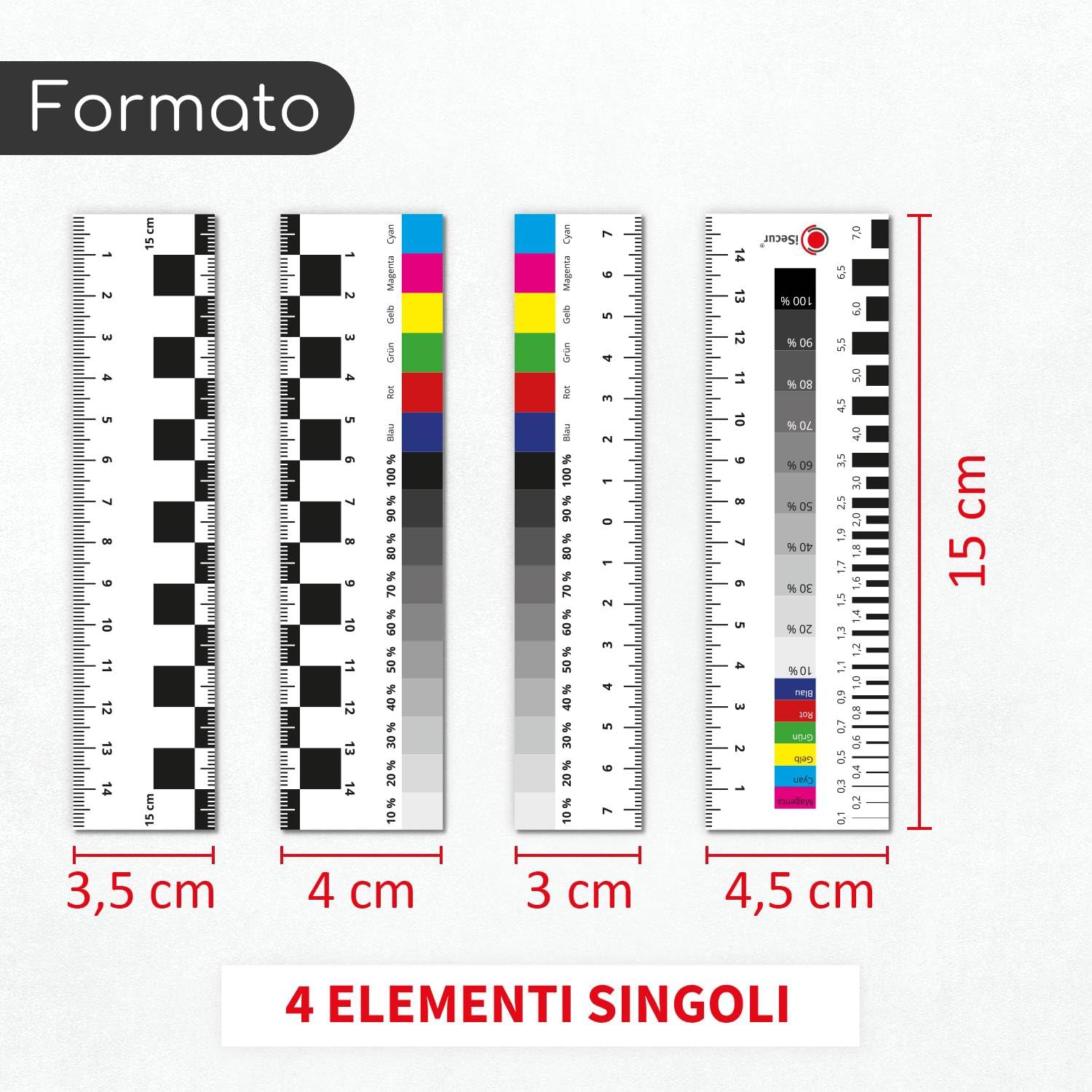 iSecur Set 4 Righelli Magnetici 15 cm per Esperti Fessura Crepe Veicolo