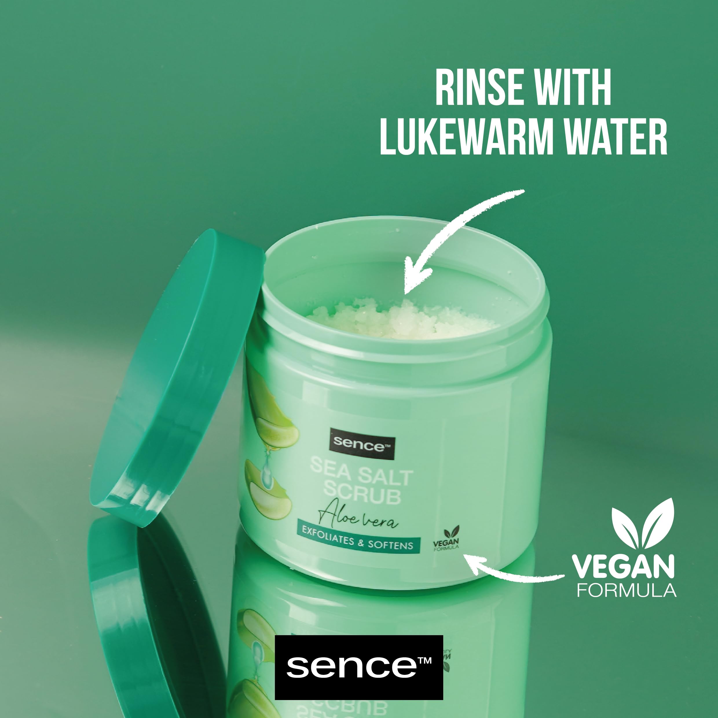 Sence Aloe Vera & Salz Body Scrub, Vegan, mit Vitamin A, Vitamin C und  Zitronensure, Beauty Skincare Peeling mit Meersalz, Peeling und Massage  fr eine gesunde Haut (1 x 500g) : Amazon.de: