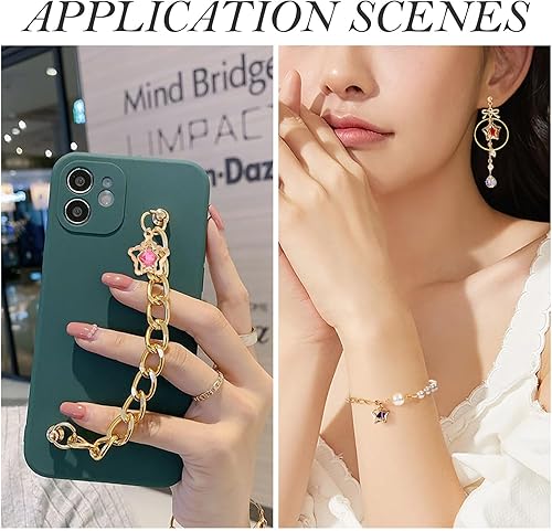 Vista 11 de Cheriswelry 48 dijes redondos de aleación de cristal de aleación de oro plateado de 0.295 in con diamantes de imitación, colgantes pequeños