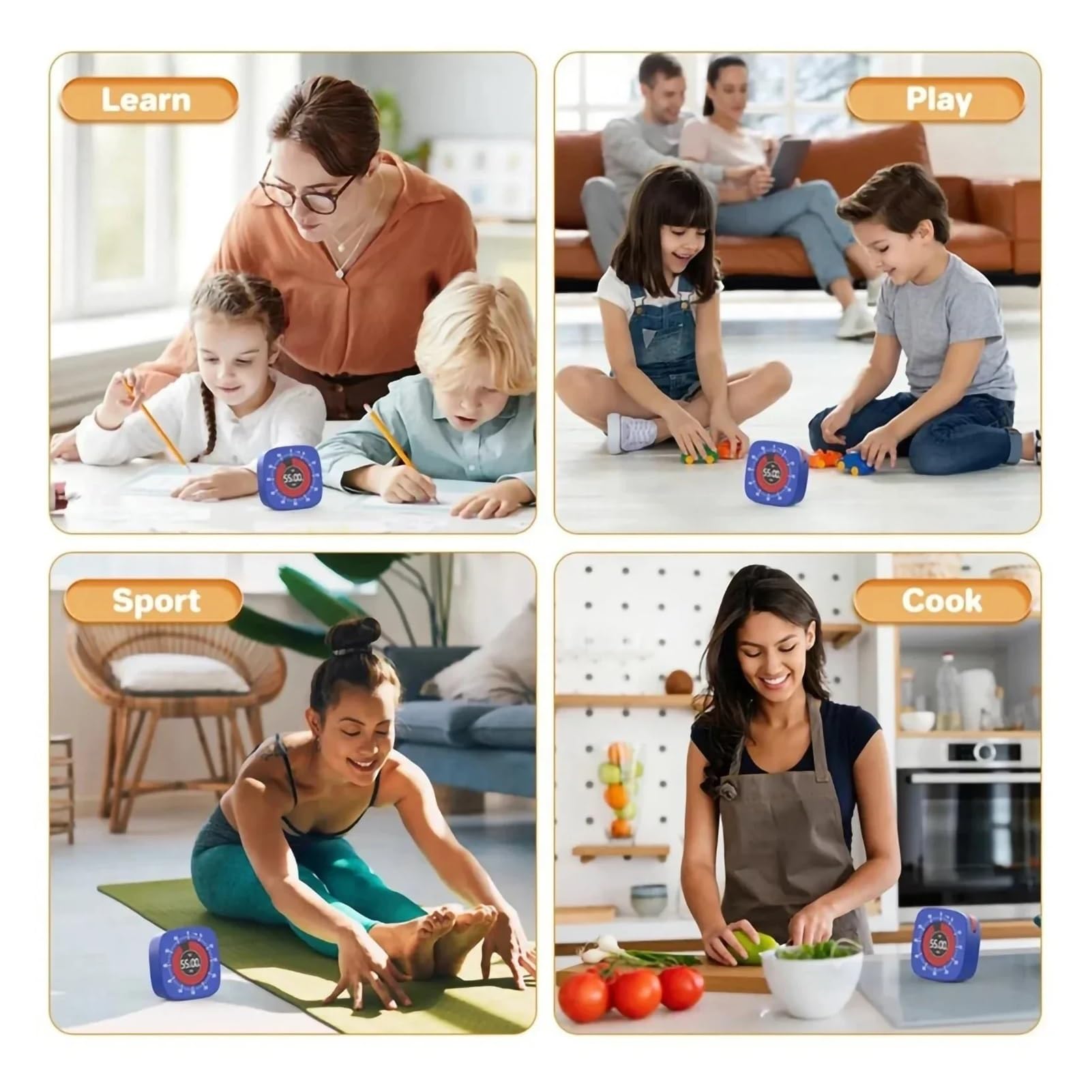 Temporizador de Cuenta Regresiva, Temporizador planificación, Digital, Cocina, for niños(White)