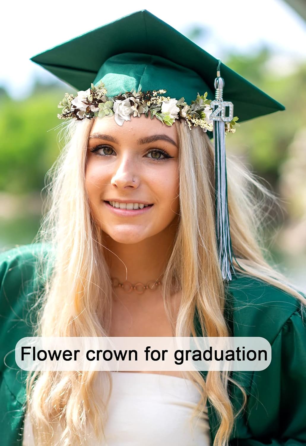 AWAYTR Leaf Flower Crown Garland Headpiece - Hair Floral Wreath Adjustable Flower Headbands for Bridal Wedding Festival Party Flower Leaves Crown (Cream white) - Image 7