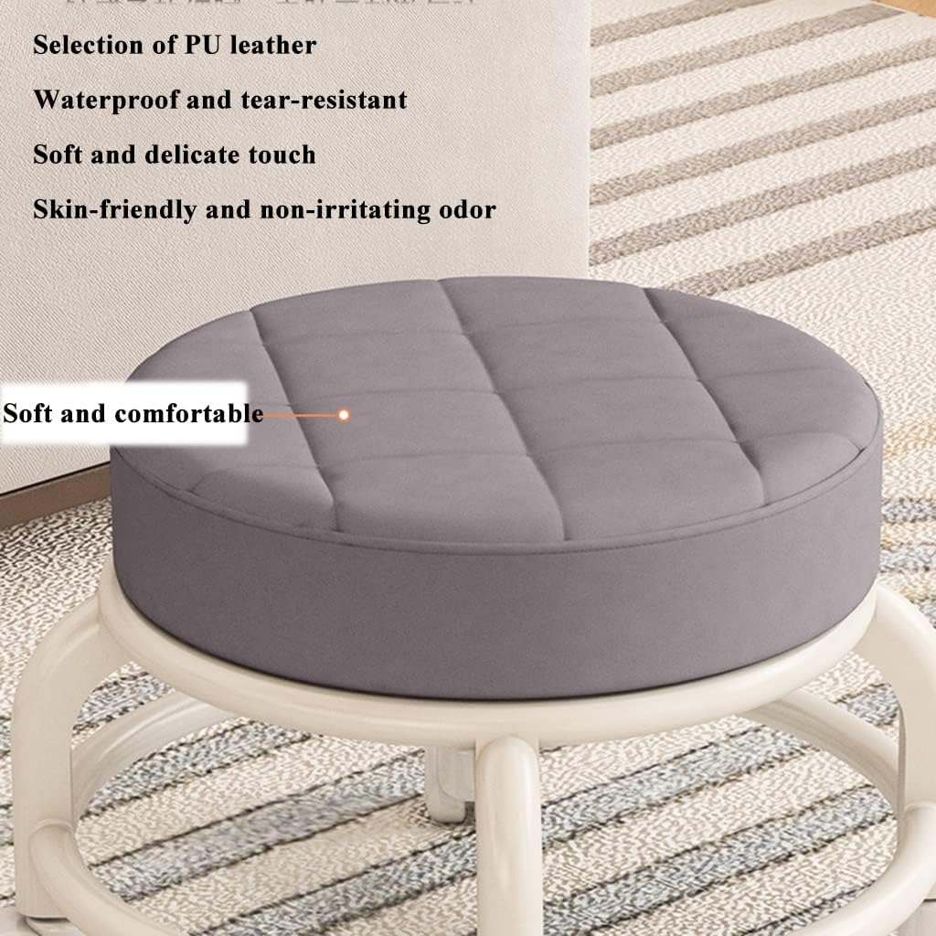 Rotating Low Stool Low Rolling Stool with Wheels, Garage Roller Seat, Pu Leather Roller Seat Wheel Stool Chair Round Rolling Seat, Stool with 360 Degree Universal Wheels