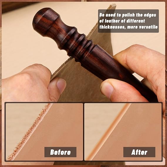 WONVOC Leather Craft Tool Book Binding Kit Ebony Wood Leather Burnisher Tool