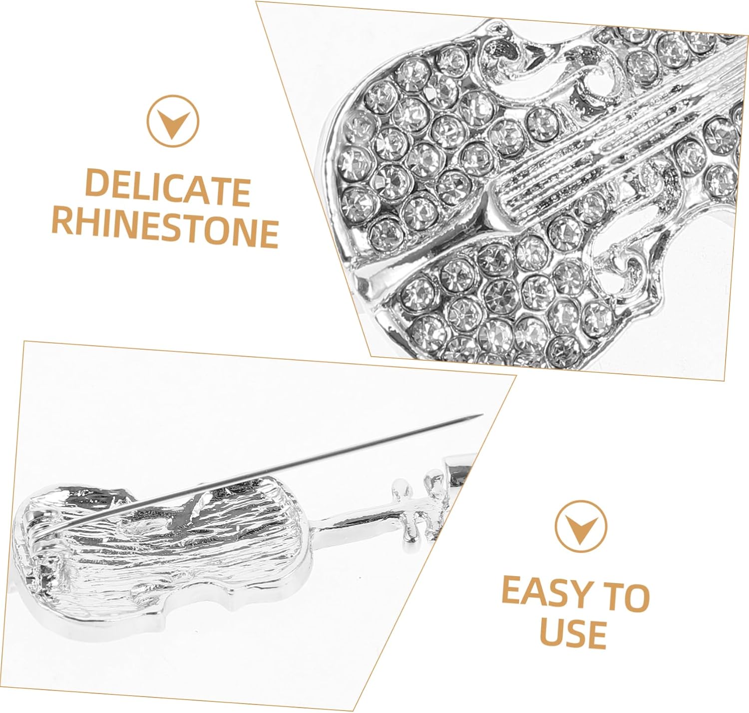 minkissy Violin Brooch Pins for Women 2Pcs Clothes Lapel Pin Music Instrument Accessories for Hats Scarves and Jackets
