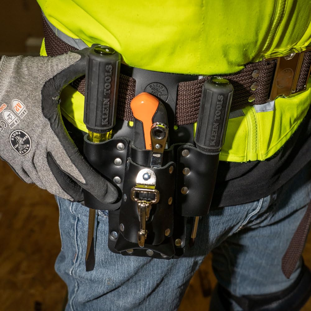 Klein Tools Torba na narzędzia 5119, wielofunkcyjny uchwyt na narzędzia z 4 kieszeniami i uchwytem na noże świetnie nadaje się na prezenty dla elektryków