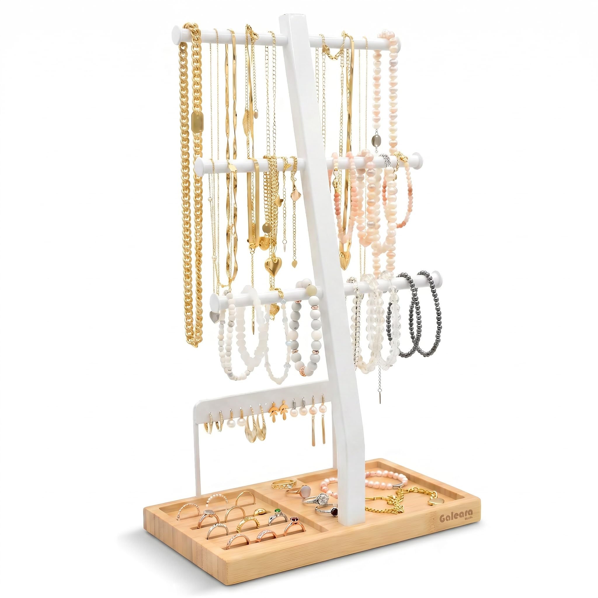 Présentoir à bijoux blanc pour boucles d'oreilles et montres