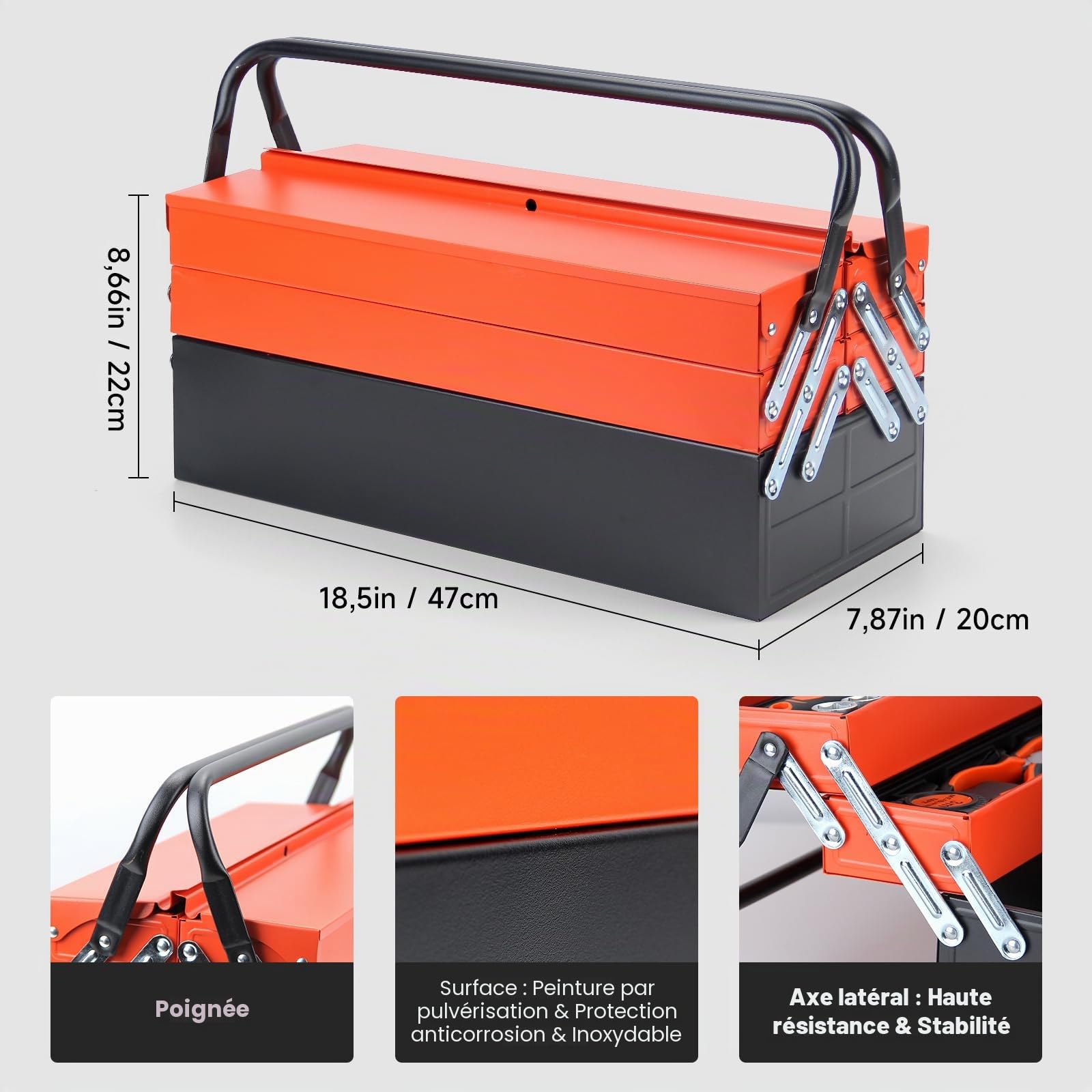 Walter Steel Caisse à Outil Complète 85 Pièces, Chrome Vanadium | Complète Portable avec Tournevis et Pinces - Kit d’Outils Idéal pour Maintenance Quotidienne à la Maison ou au Garage Orange