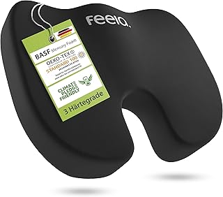 feela.® Orthopädisches Autositzkissen [3 Härtegrade] TESTSIEGER – Keilkissen für Autos – Besserer Sitzkomfort und Entlastung des Steißbeins – Autositz-Sitzerhöhung, Fahrersitzkissen (Medium)