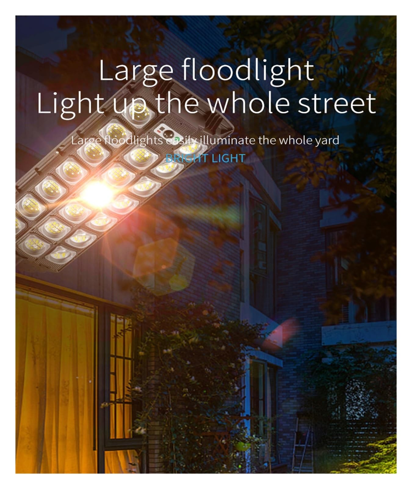 Zewnętrzna lampa solarna, 1000000 lumenów 713 lampa LED Solar Street Light Oświetlenie zewnętrzne Ścieżka ogrodowa Yard IP65 Wodoodporne światła zdalnie sterowane(208 LED 3000mAh)