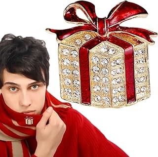 女性用ホリデーブローチ, クリスタル ラインストーン クリスマス ブローチ ピン, 女性のクリスマスギフトボックスブローチピン、美しいラインストーンクリスマスブローチピン、アート装飾、新年のギフト用 Foccar