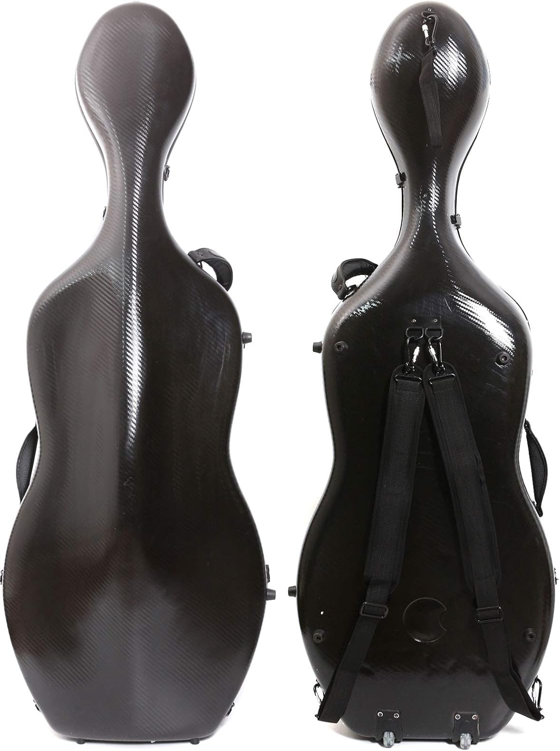 yinfente Carbon Fiber Cello Case 4/4 Full Size Hard Shell With Lock & Backpack Straps,Wheels 4.5 kg Lightweight Hard Case for Student Black